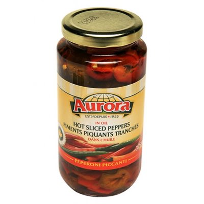 Aurora Sliced Peppers Hot in Oil 12 / 375ml